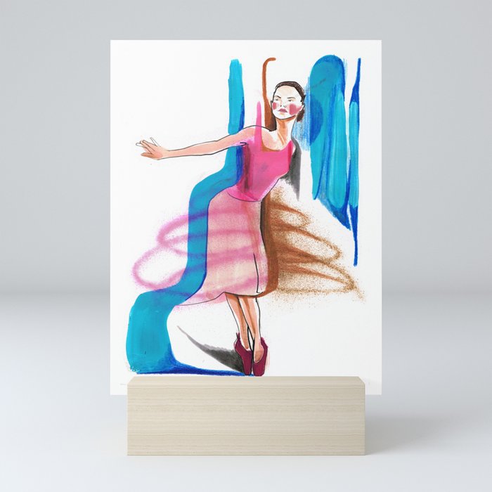 Expressive Ballerina Dance Drawing 2022 Mini Art Print
