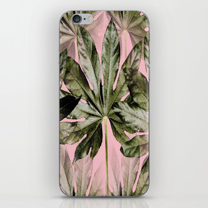 Large green leaves on a pink background - beautiful colors #decor #society6 #buyart iPhone Skin