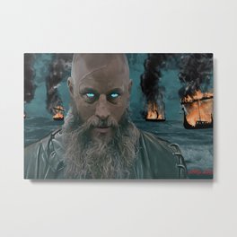 Ragnar Lothbrok Painting, King of the Northmen Metal Print | Norse, Oil, Lothbrok, Vikinglongship, Portrait, Denmark, Viking, Travis, King, Ocean 