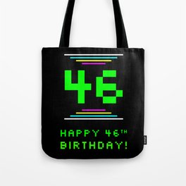 [ Thumbnail: 46th Birthday - Nerdy Geeky Pixelated 8-Bit Computing Graphics Inspired Look Tote Bag ]