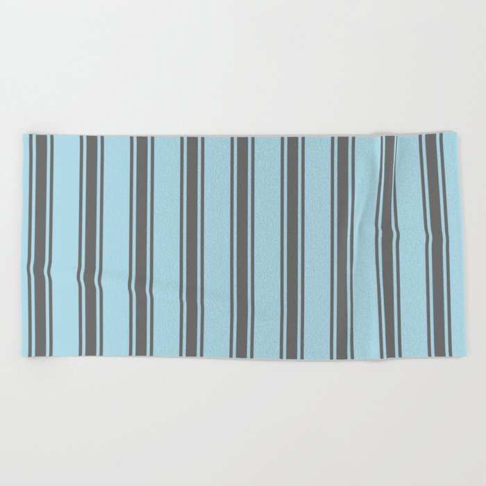 Light Blue & Dim Grey Colored Stripes/Lines Pattern Beach Towel