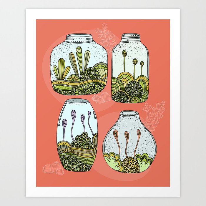 Little Jars of Moss Art Print