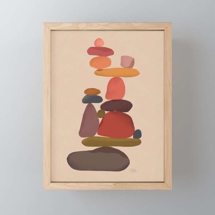 Balancing Stones - Pinks Framed Mini Art Print