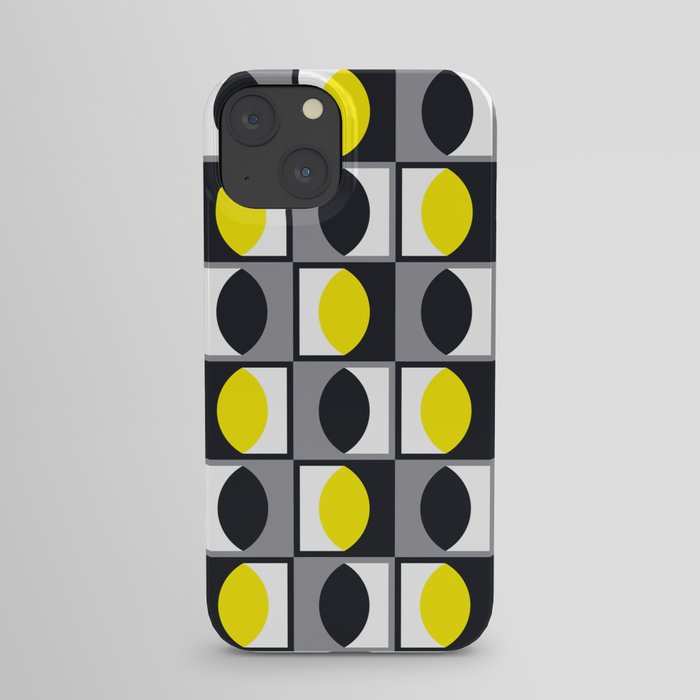 Geometric Pattern 216 (yellow gray curves) iPhone Case