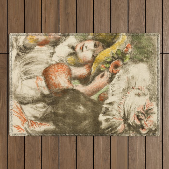 Pierre-Auguste Renoir "Pinning the Hat" Outdoor Rug