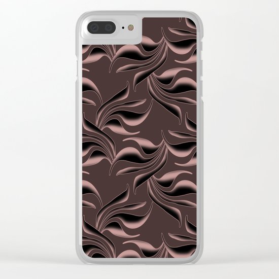 Satin swirls on brown background. Clear iPhone Case