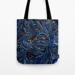 Dark Blue Christmas Fluid Liquid Marbled Abstract Art Tote Bag