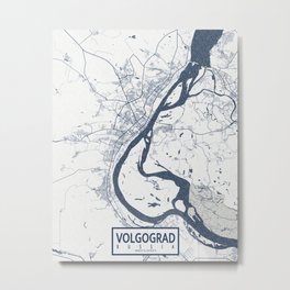 Volgograd City Map of Russia - Coastal Metal Print