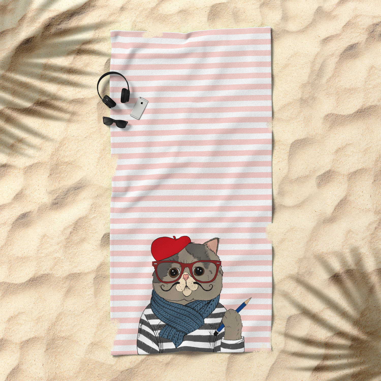 French Cat Beach Towel By Darynam Society6 French Cat Beach Towel By Darynam