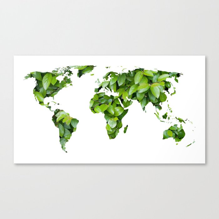 Green Map Of The World Canvas Print