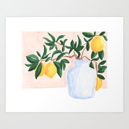 Lemon Tree Branch in a Vase II Art Print