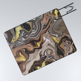 Brown Melted Marble With Gold I Picnic Blanket