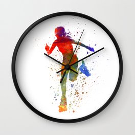 Woman in roller skates 12 in watercolor Wall Clock | Inlineskates, People, One, Sideviews, Practicing, Sports, Rollerblades, Rollerblading, Isolated, Sport 
