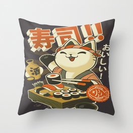 Cat Sushi Throw Pillow