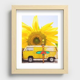 sunflower surfer yellow van Recessed Framed Print