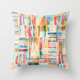 Summer Pastel Geometric and Striped Abstract on cream Throw Pillow