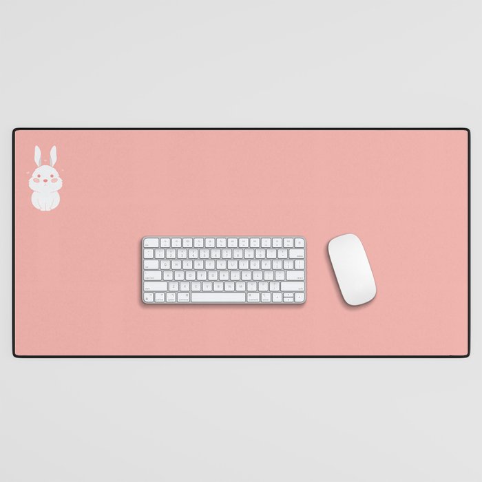 cute bunny with pink background Desk Mat