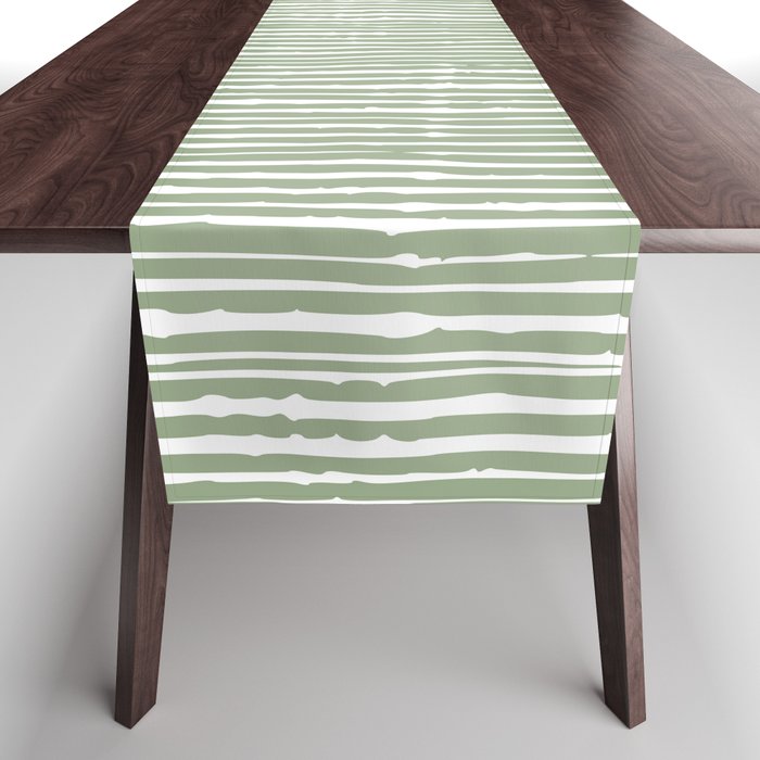 Abstract Stripes, Sage Green, Boho Wall Art Table Runner