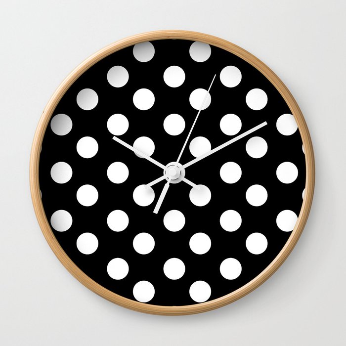Polka Dot White Black Pattern Wall Clock By Luxelab Society6