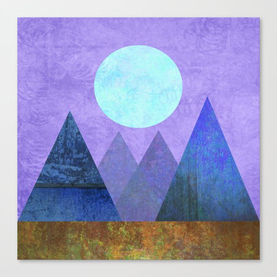 Take Me Away, Mountains, Full Moon Canvas Print