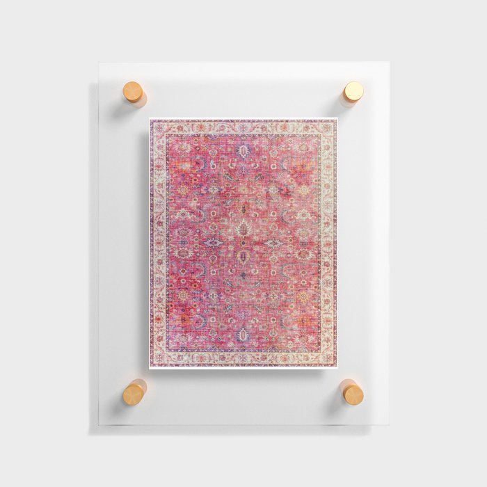 N45 - Pink Vintage Traditional Moroccan Boho & Farmhouse Style Artwork. Floating Acrylic Print