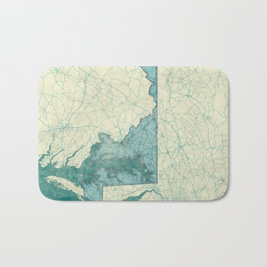 Maryland State Map Blue Vintage Bath Mat