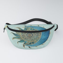 Sun And Moon Universe Celestial Art Gold And Turquoise Fanny Pack