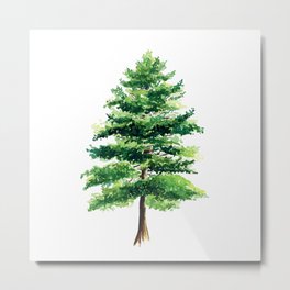 Watercolor Pine Tree Painting Metal Print