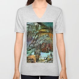 Snowed mountaints - abstract art illustration artwork V Neck T Shirt
