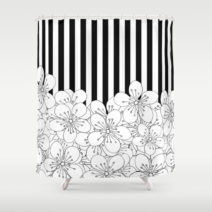 Cherry Blossom Stripes - In Memory of Mackenzie Shower Curtain