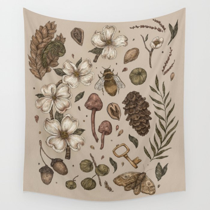 Nature Walks (Light Background) Wall Tapestry