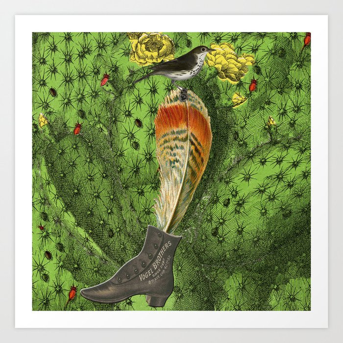 oiseau cactus plume Art Print