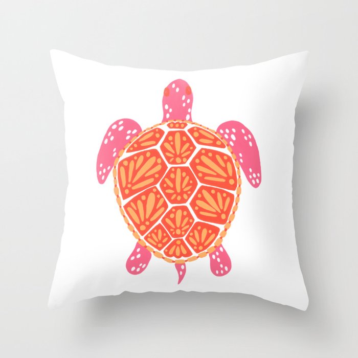 Sea Turtle – Melon Palette Throw Pillow