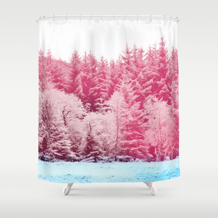 Candy Pine Trees Shower Curtain By Madeinthehighlands Society6 Candy Pine Trees Shower Curtain