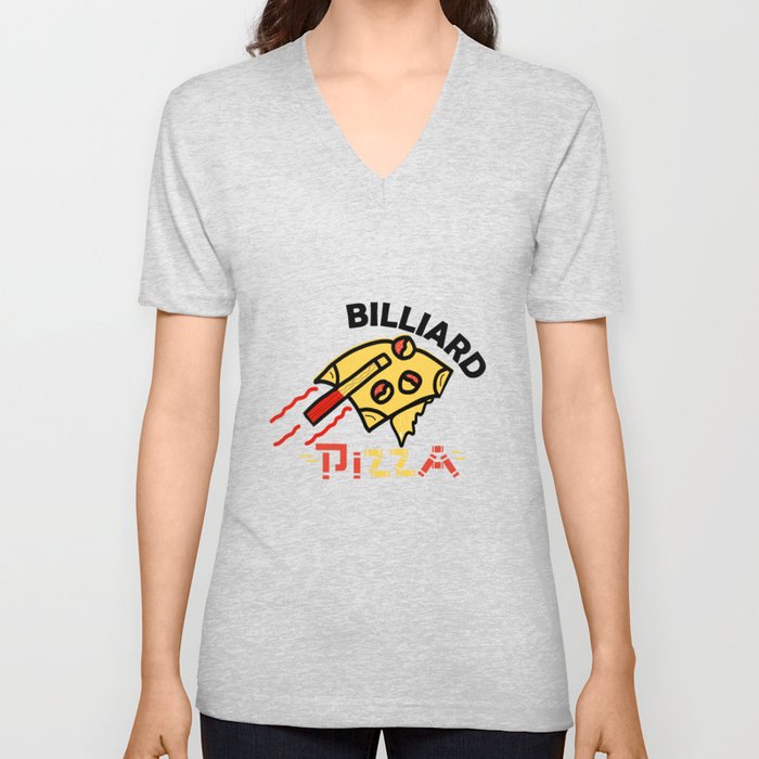 A combination of pizza and pool table V Neck T Shirt