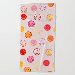 Smiling Faces Pattern Beach Towel