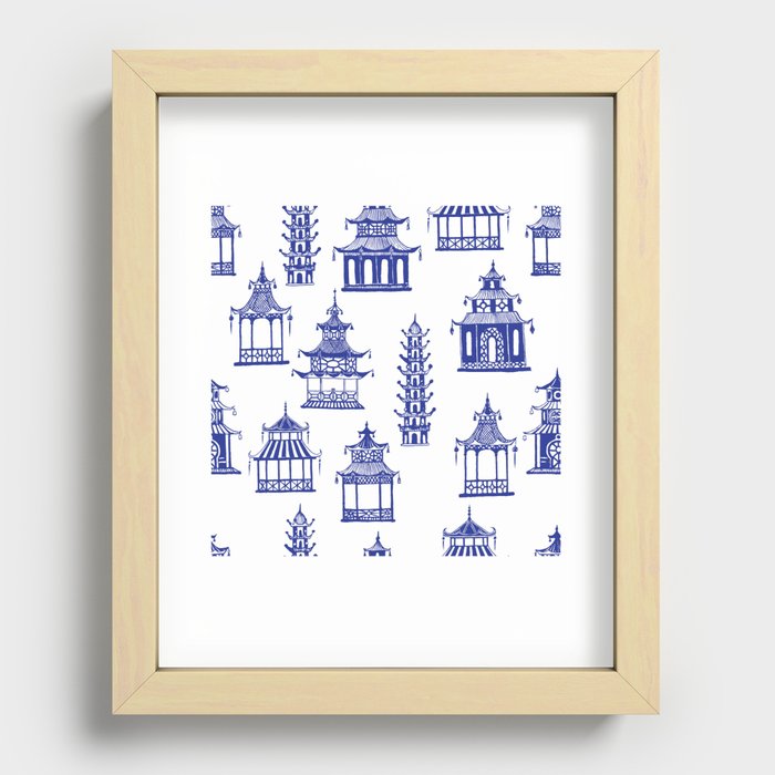 Chinoiserie Temple Pagodas Recessed Framed Print