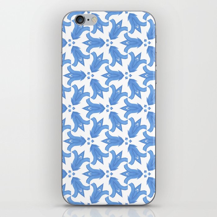 Minimal Cobalt Blue and White Delft Painted Tulips iPhone Skin