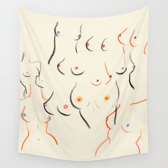 Breasts in Cream Wall Tapestry
