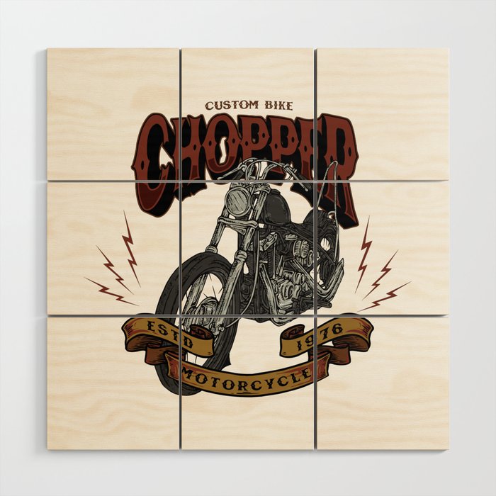 Chopper Motorcycle Wood Wall Art