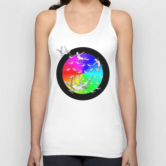 Synchronised Rainbow Hoop Divers Unisex Tank Top