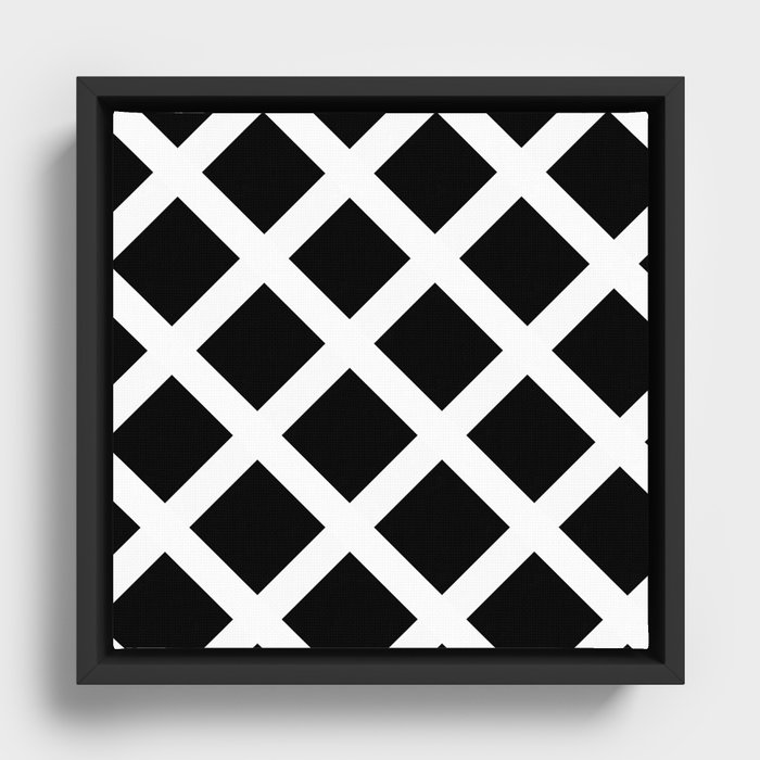 Rhombus Black & White Framed Canvas