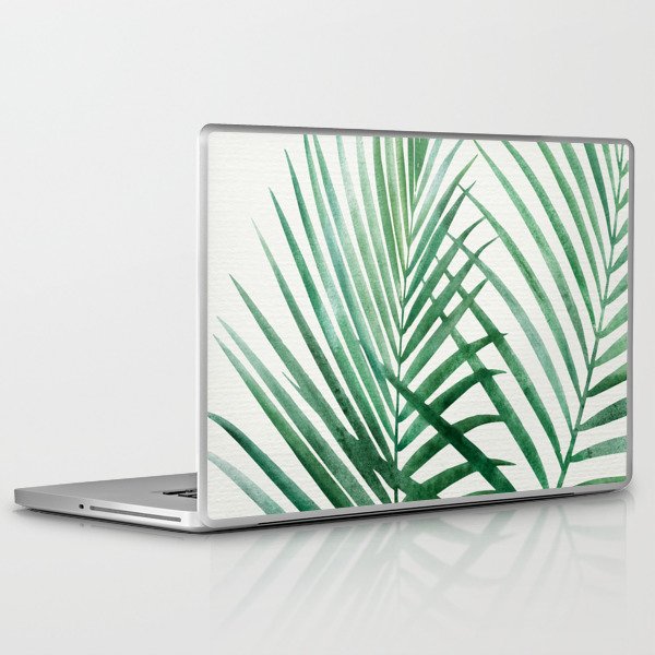 Emerald Green Palm Frond Watercolor Laptop & iPad Skin