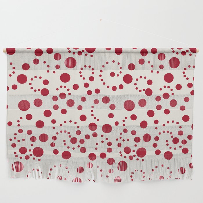 Red Dark Raspberry Spiral Dots Pattern Wall Hanging