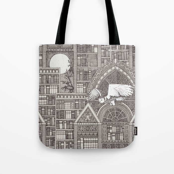 midnight library brown Tote Bag
