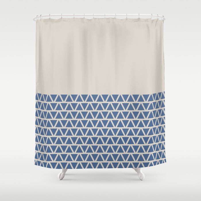 Riverside Blue Cream Shower Curtain, Extra Long Cream Shower Curtain