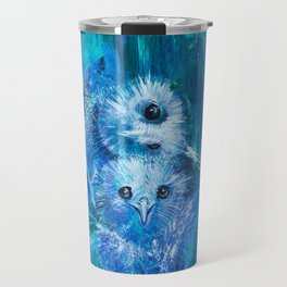 Blue abstract barn owl couple Travel Mug