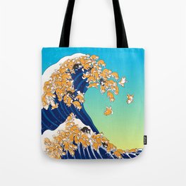Shiba Inu in Great Wave Tote Bag