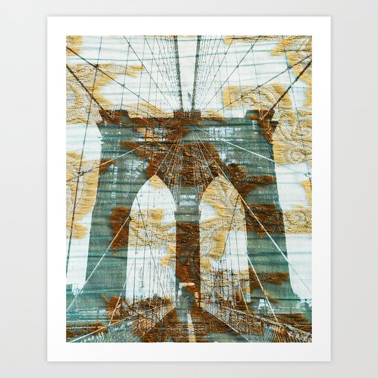 Cloudy Day Brooklyn Bridge Art Print