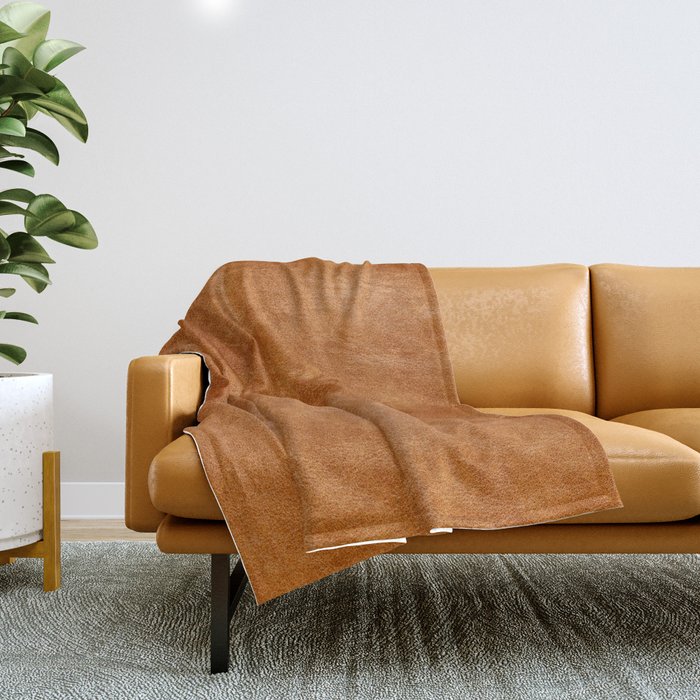 Natural brown leather, vintage texture Throw Blanket